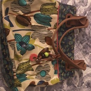 FOSSIL key per floral coated canvas bag